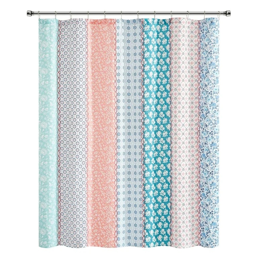 🩷 New The Pioneer Woman Ditsy Patchwork Cotton-Rich Shower Curtain, 72"x72" - Picture 5 of 6